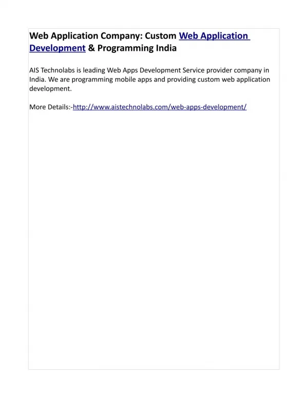 Web Application Company: Custom Web Application Development & Programming India