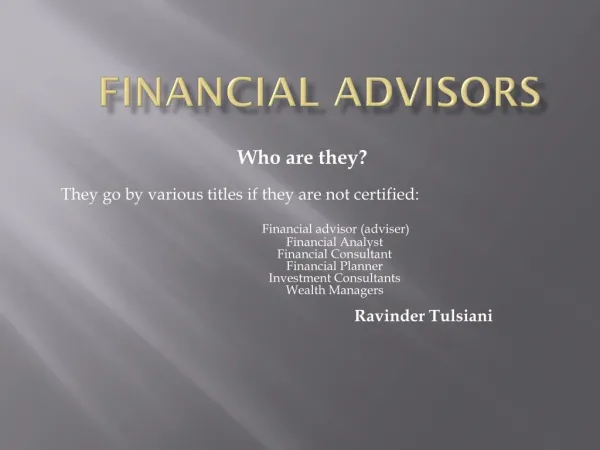 Finance Planner | Ravinder Tulsiani