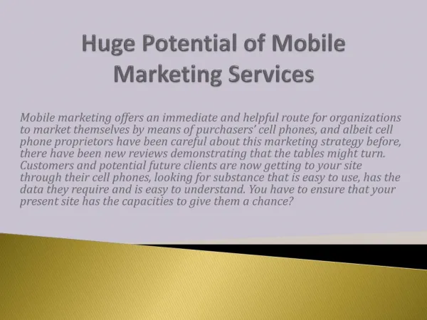 Huge Potential of Mobile Marketing Services