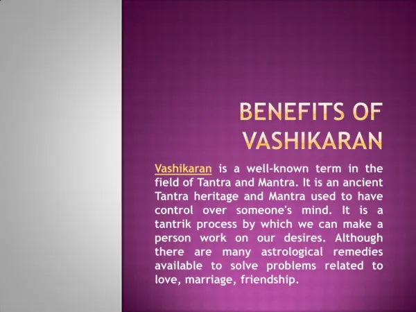 Benefits fo Vashikaran
