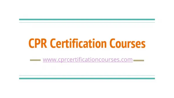 CPR Certification Courses Online