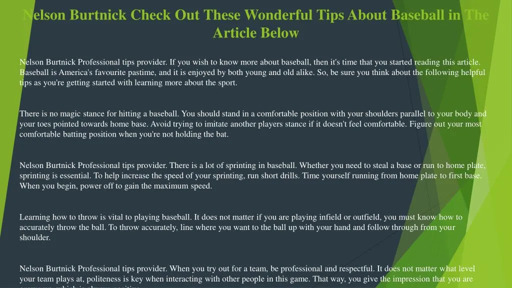 nelson burtnick check out these wonderful tips about baseball in the article below