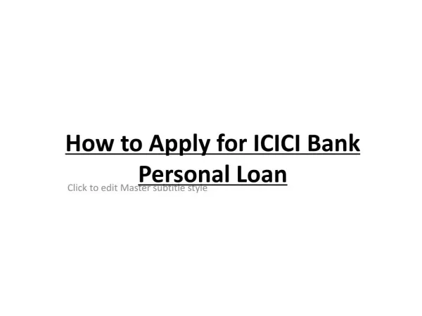 How to Apply for ICICI Bank Personal Loan