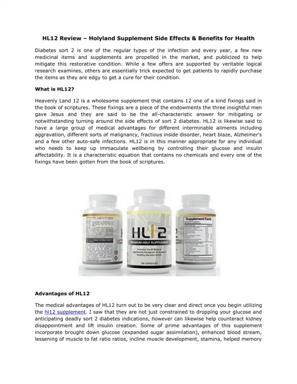 HL12 Review – Holyland Supplement Side Effects & Benefits for Health