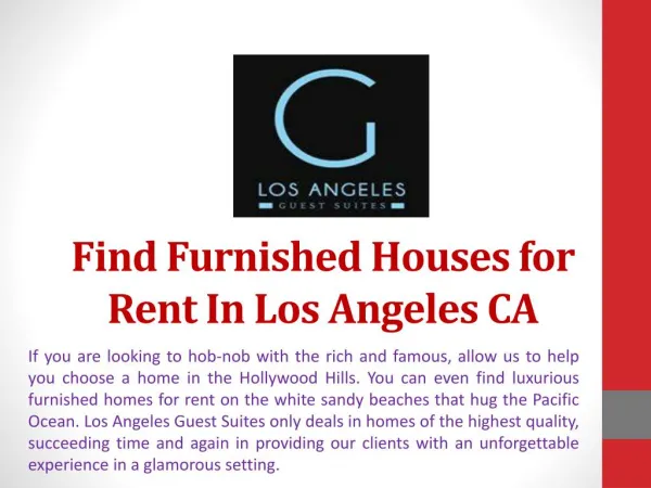 Find Furnished Houses for Rent in Los Angeles CA