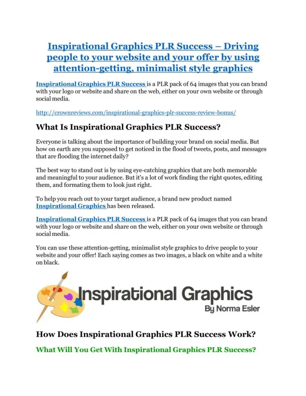 Inspirational Graphics PLR Success review & Inspirational Graphics PLR Success $22,600 bonus-discount