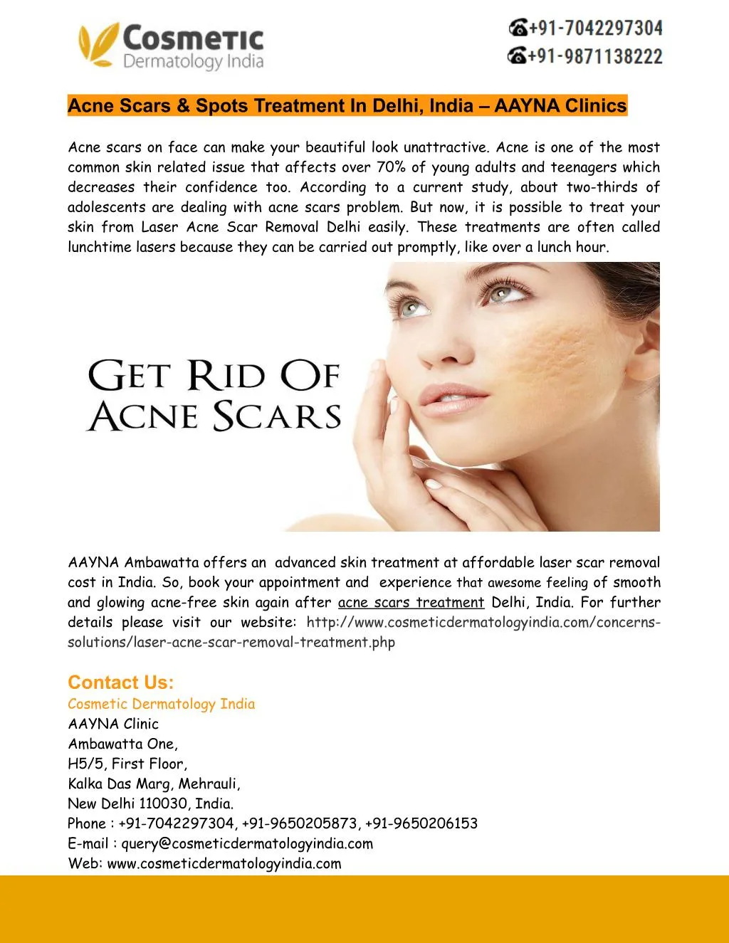 acne scars spots treatment in delhi india aayna
