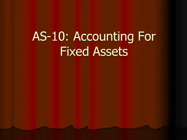 AS-10: Accounting For Fixed Assets