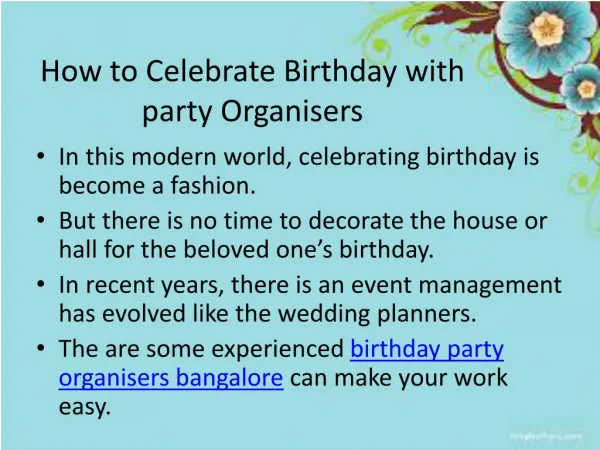 Ways to Celebrate Birthday Parties with Party organisers