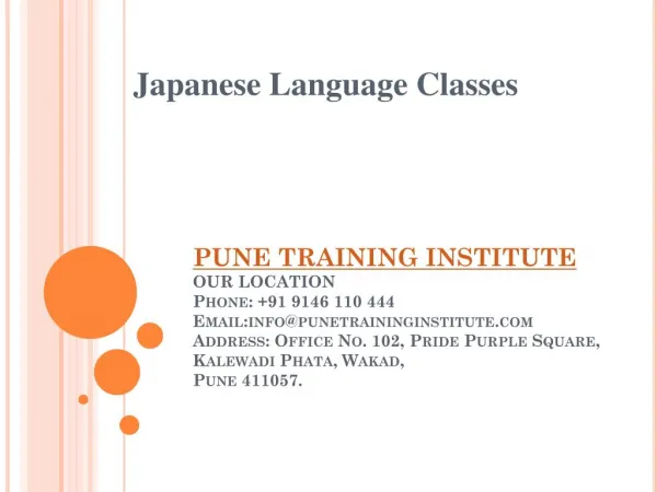 Japanese Language Classes - institutes in Pune | Pune Training Institute