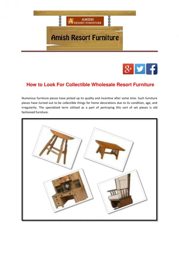 How to Look For Collectible Wholesale Resort Furniture