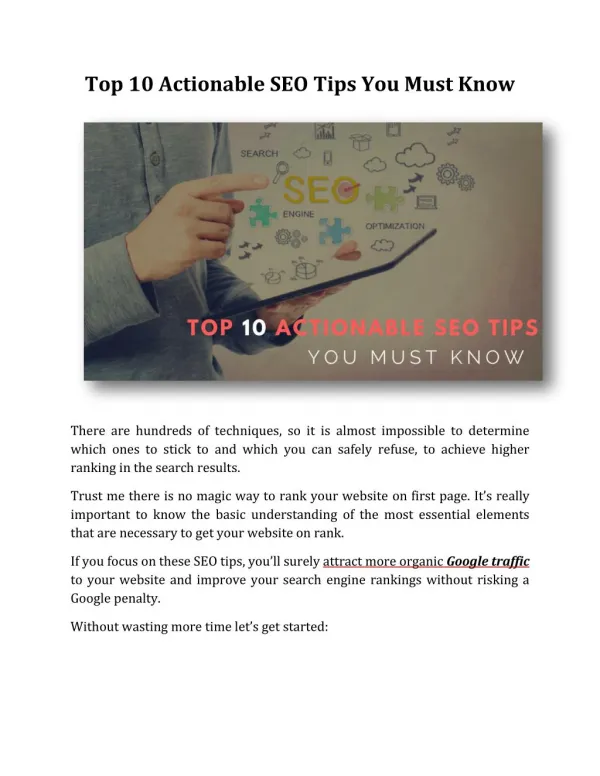 Top 10 Actionable SEO Tips You Must Know