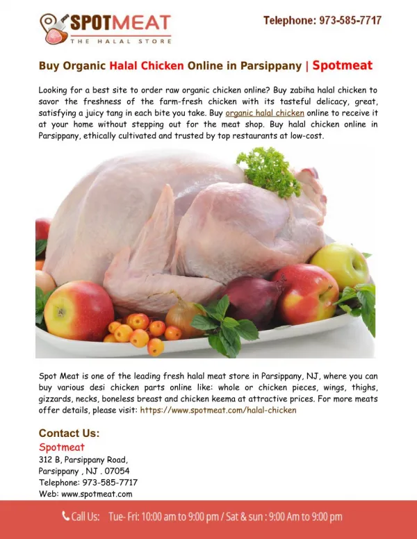Buy Halal Chicken Online in Parsippany - Spotmeat