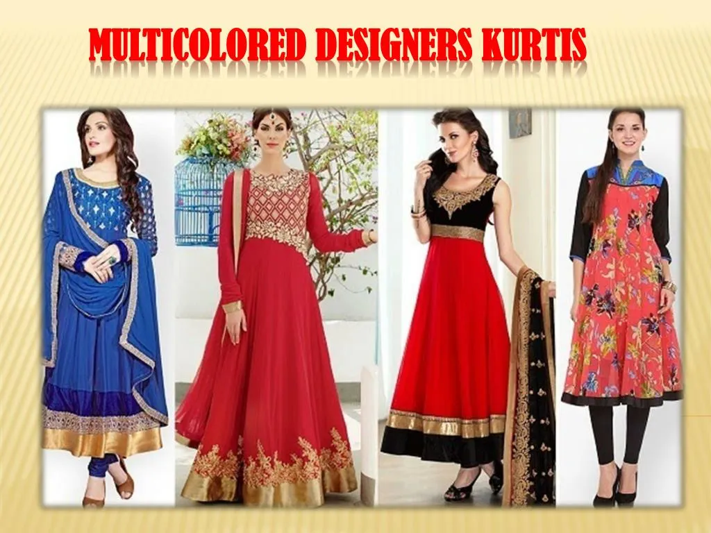 multicolored designers kurtis