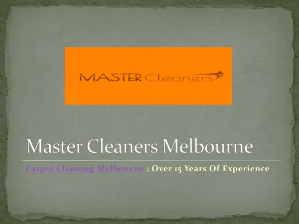 Master Cleaners Melbourne