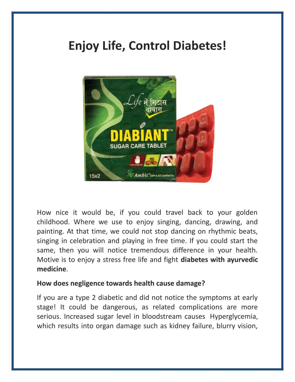 enjoy life control diabetes