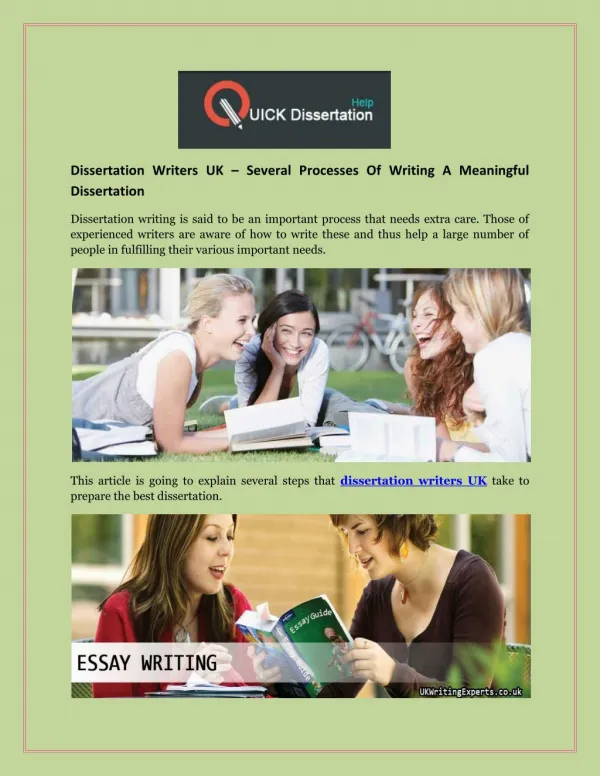 Dissertation Writers UK – Several Processes Of Writing A Meaningful Dissertation