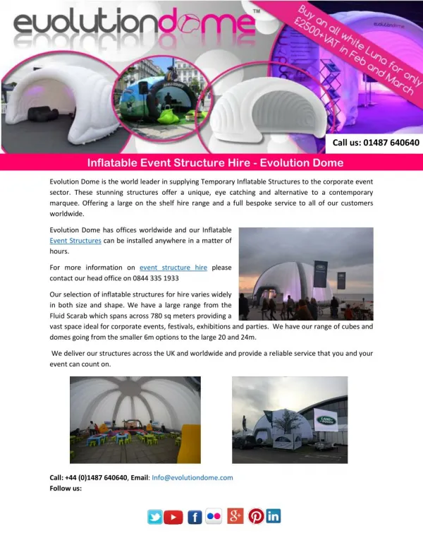 Inflatable Event Structure Hire - Evolution Dome
