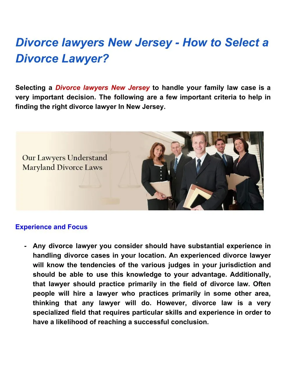 divorce lawyers new jersey how to select