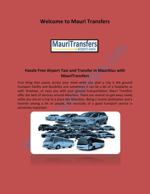 Mauritius Airport Transfers, Mauritius Transfers