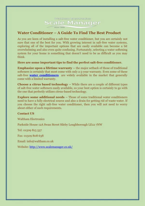 Water Conditioner – A Guide To Find The Best Product