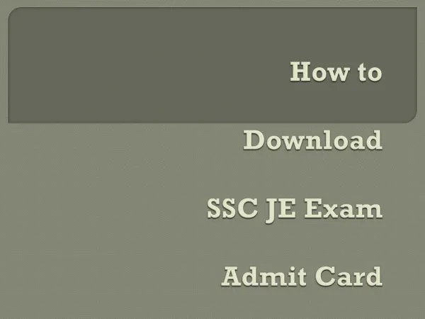 How to Download SSC JE Exam Admit Card