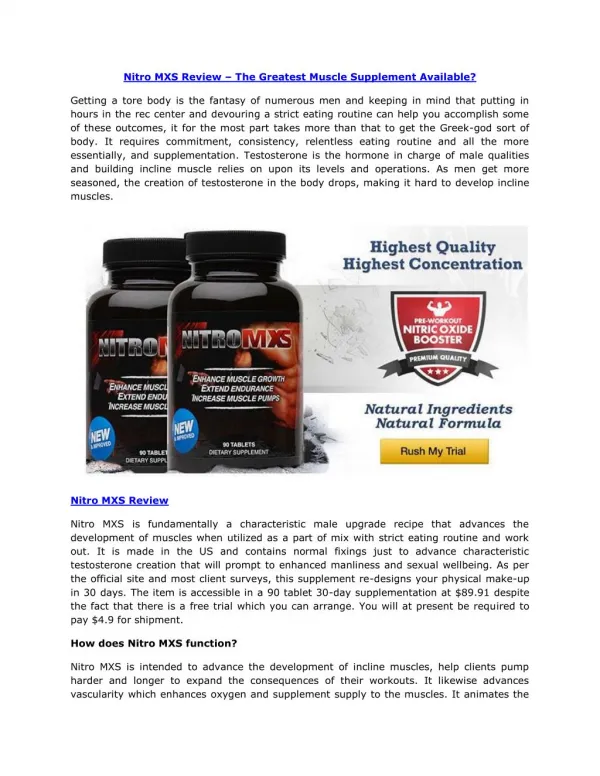 Nitro MXS Review – The Greatest Muscle Supplement Available?