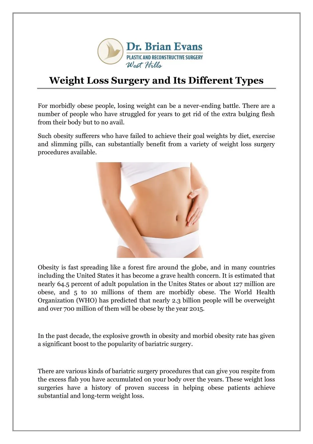 weight loss surgery and its different types