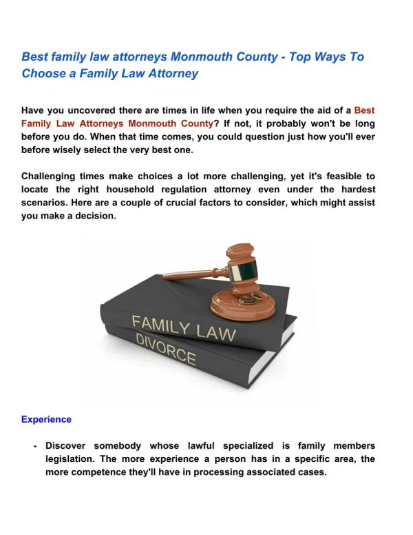 Best family law attorneys Monmouth County - Top Ways To Choose a Family Law Attorney