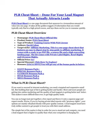 PLR Cheat Sheet REVIEW - DEMO of PLR Cheat Sheet - slide 1
