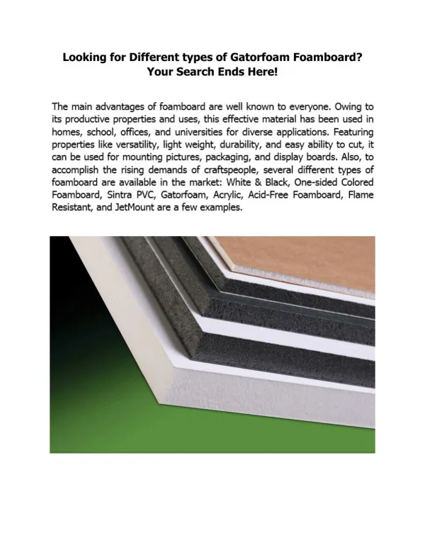 Looking for Different types of Gatorfoam Foamboard? Your Search Ends Here!