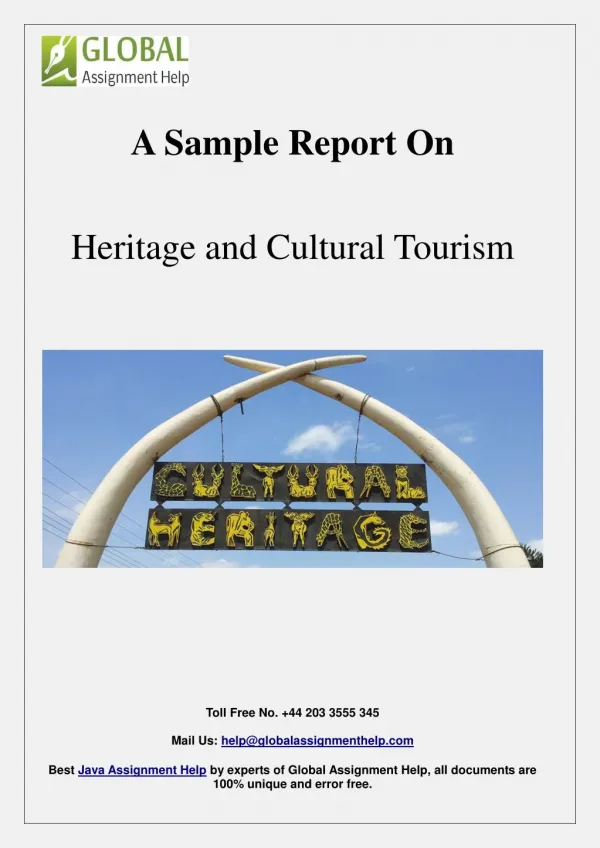 Sample on Heritage and Cultural Tourism By Global Assignment Help