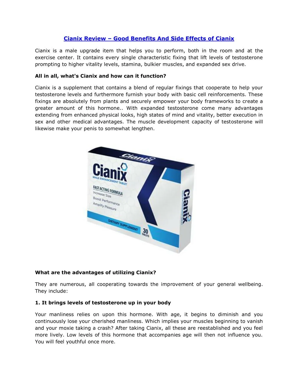 cianix review good benefits and side effects