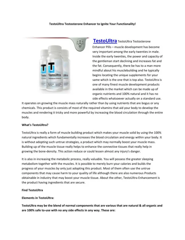 TestoUltra - Helps in improving the flow of blood