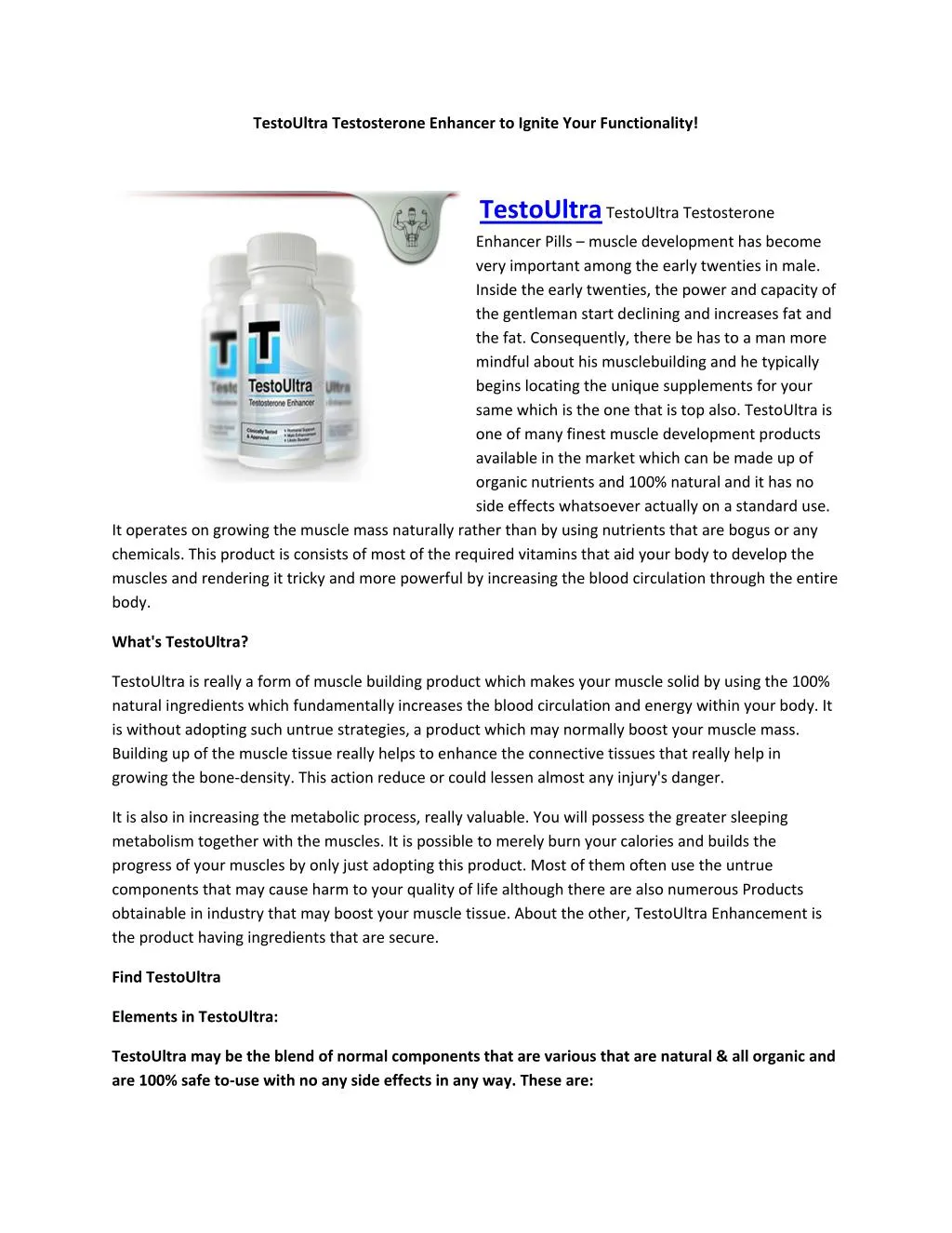 testoultra testosterone enhancer to ignite your