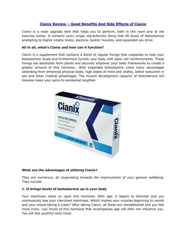Cianix Review – Good Benefits And Side Effects of Cianix