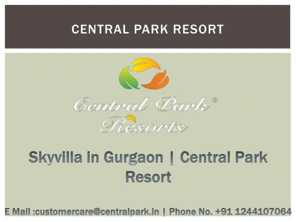 Villa in Gurgaon | Central Park Resorts