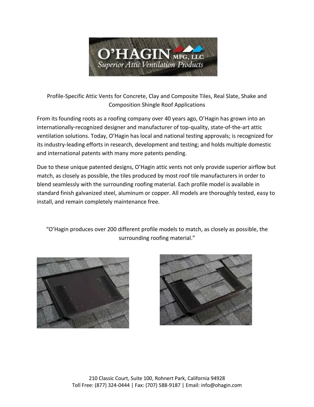 profile specific attic vents for concrete clay