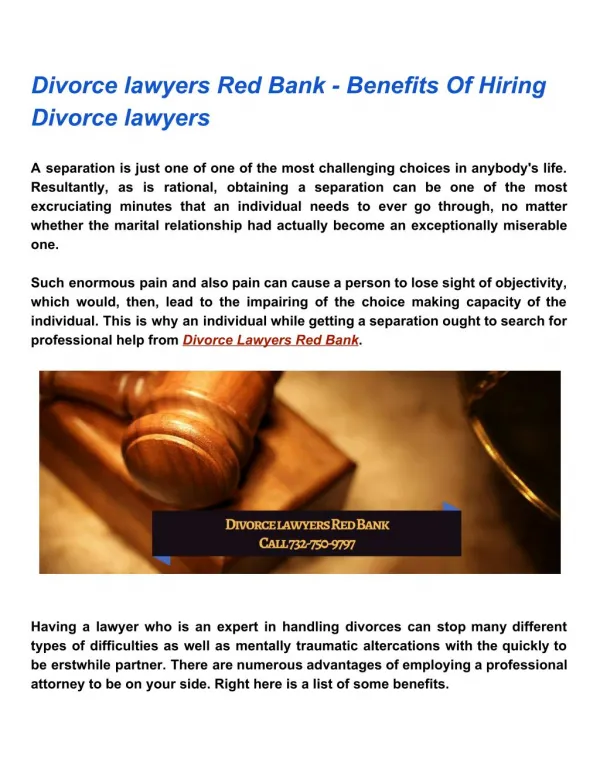 Divorce Lawyers Red Bank - Benefits Of Hiring Divorce Lawyers