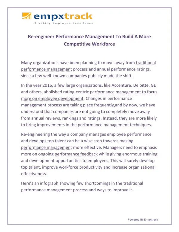 Re-engineer Performance Management To Build A More Competitive Workforce