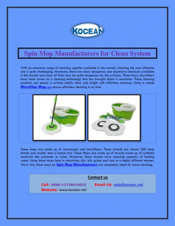 Spin Mop Manufacturers for Clean System