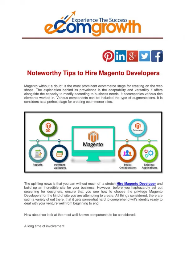 Noteworthy Tips to Hire Magento Developers