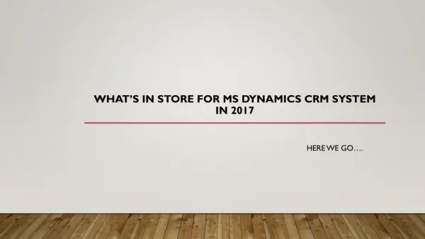 Dynamics CRM System 2017