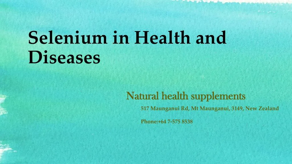 selenium in health and diseases