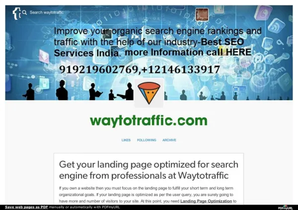 Get your landing page optimized for search engine from professionals at waytotraffic