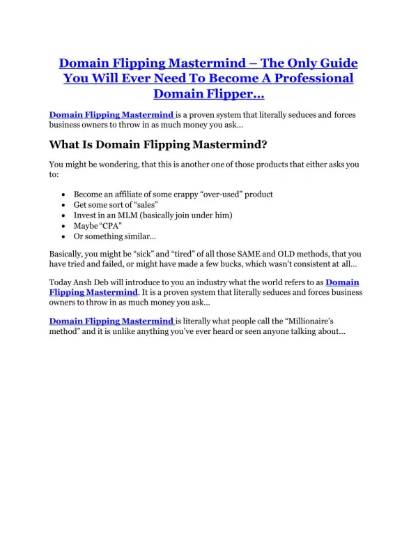 Domain Flipping Mastermind Review - Domain Flipping Mastermind 100 bonus items