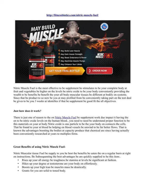 Nitric Muscular Fuel Review- Read Adverse effects, Result!!