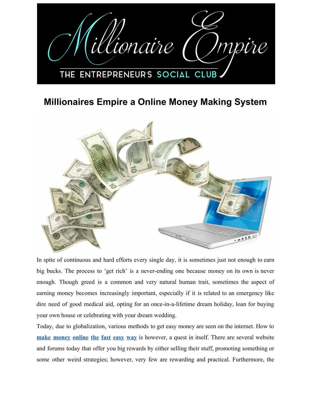 millionaires empire a online money making system