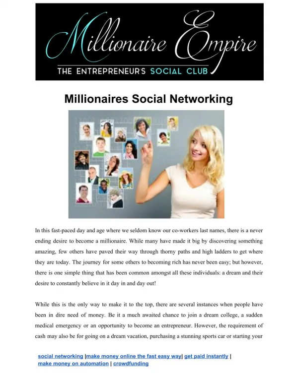 Millionaires Social Networking