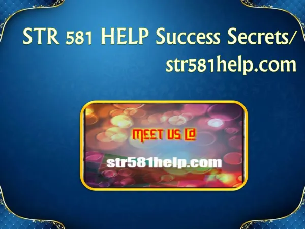 STR 581 HELP Success Secrets/ str581help.com